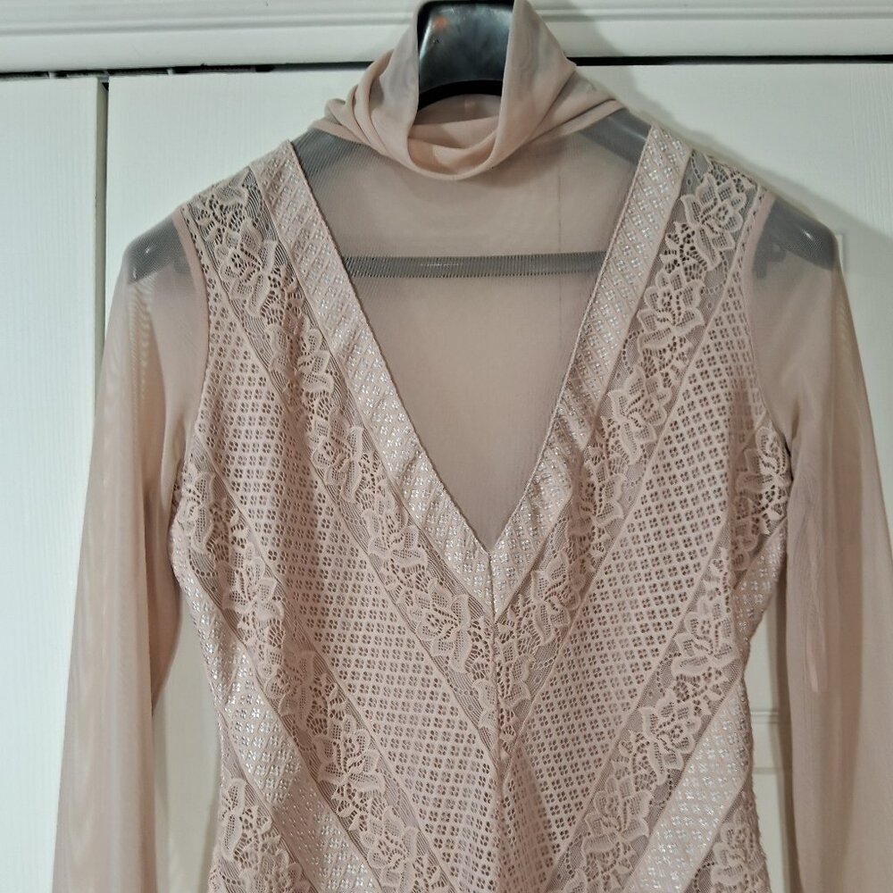Guess Pink Lace Long Sleeve Top